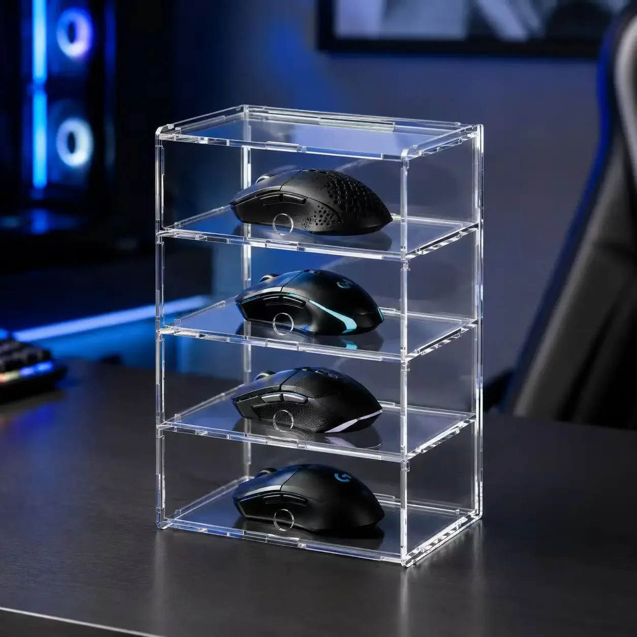 2-6 Layer Storage Box With Door for Mouse, Fully Transparent Acrylic Car Model Display Case Acrylic Cabinet For 1/32 Racing Car