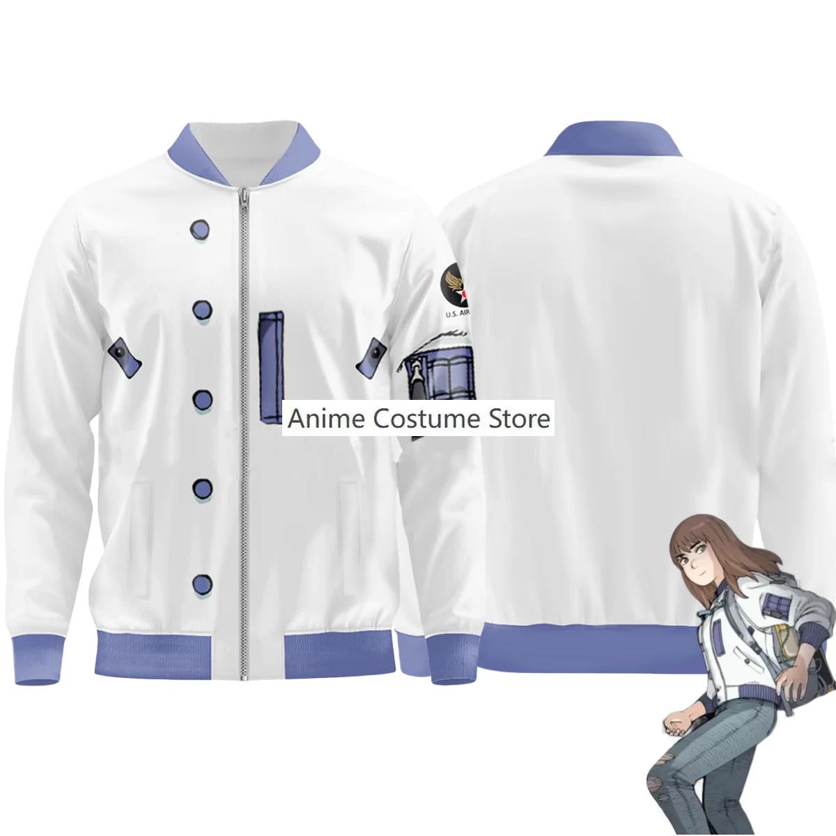 Anime Heavenly Kingdom Demon Realm Real Kiruko Cosplay Costume White Long Sleeved Baseball Jacket Coat Man Woman Party Suit