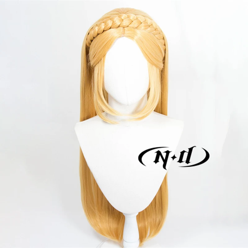 ND Gioco Parrucche per capelli Cosplay Principessa Zelda Parrucche Cosplay Parrucchino lungo per Comic Con Coser Costume Festa a tema Resistente al calore
