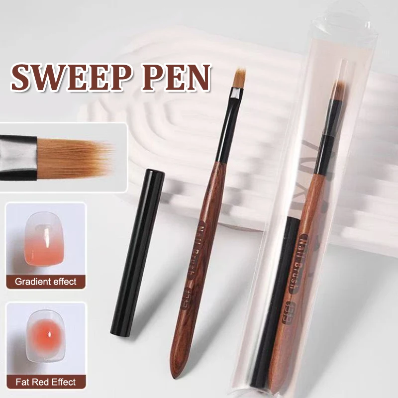 Sândalo uv gel polonês arte do prego ombre pintura caneta com capa detalhe escova engrossar desenho escova de alta qualidade manicure ferramenta
