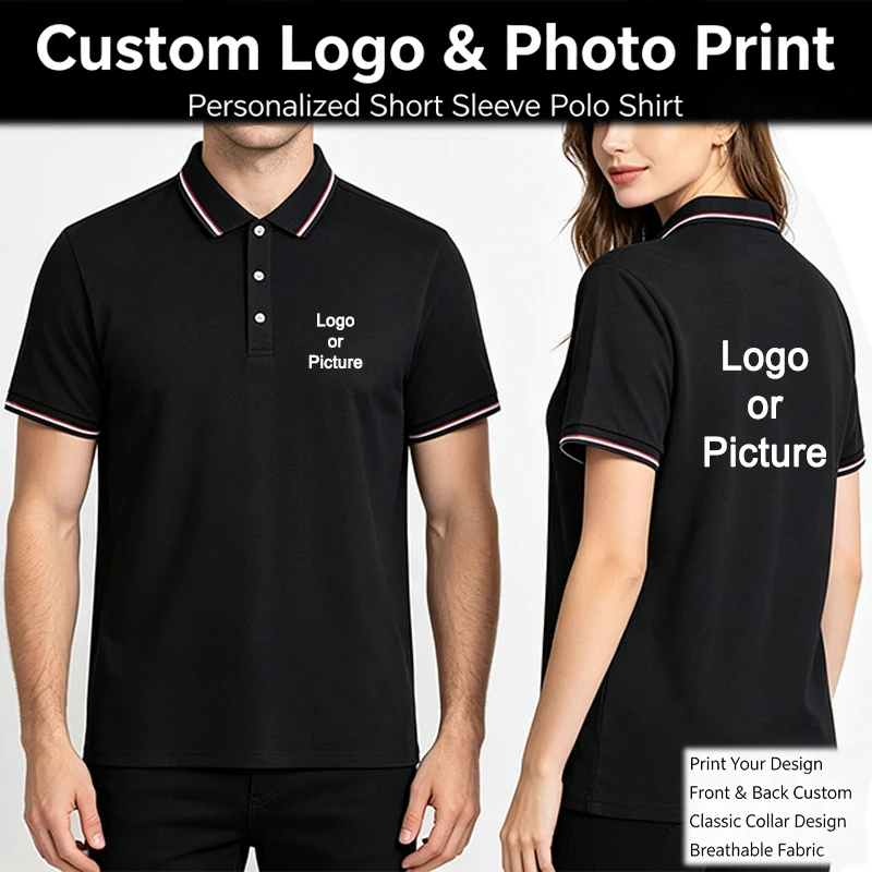 DIY Design Polo Shirts Men Summer Fashion Customized Printed Lapel T-shirts Women Casual Short Sleeve Stand Collar Tops Camiseta
