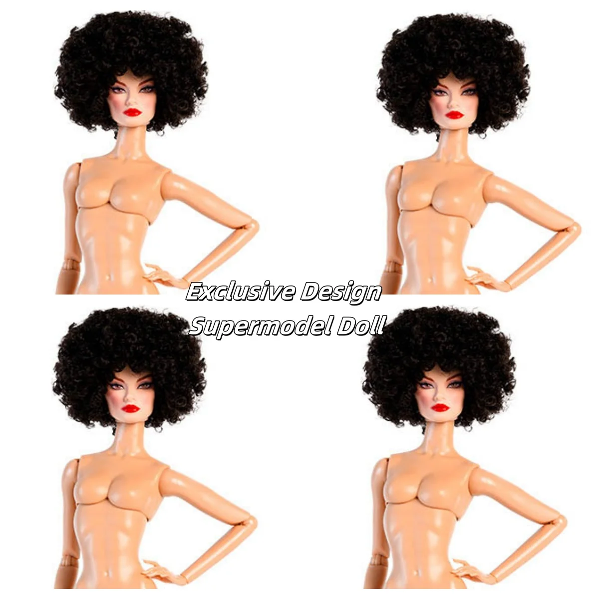 32cm Wool Short Curls Hair Retro Makeup Everyday Makeup FR Supermodel Doll 1/6 Babi Doll Joints Movable Fashion Dress Up Figure