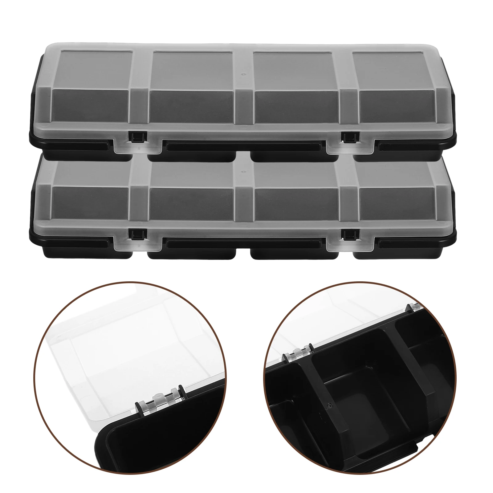2pcs Screw Box Multi Compartments Slanted Cover Transparent Hardware Storage Box Storage Tool Hardware Organizer