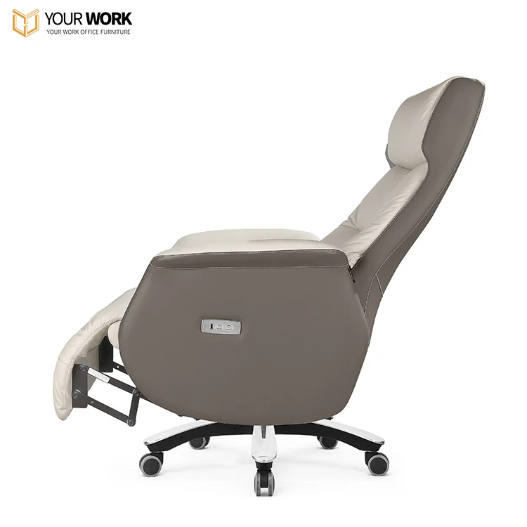 Couro de luxo com encosto alto com massagem cadeira executiva chefe equipamento elétrico reclinável giratória cadeira de escritório ergonômica