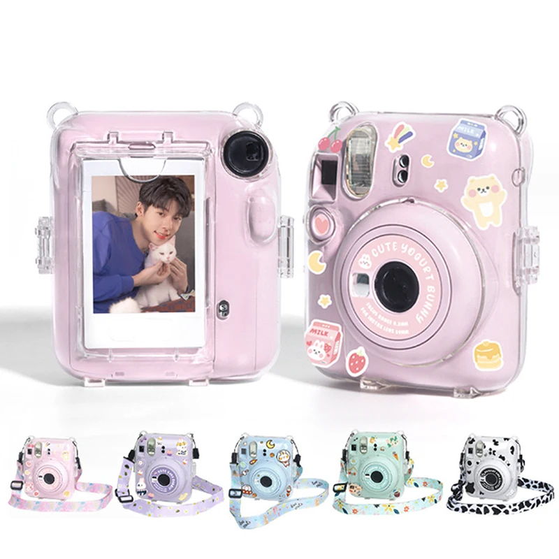 Transparent Camera Case Protective Carry Bag Cover with Shoulder Strap Storage Bag For Fujifilm Instax Mini 12