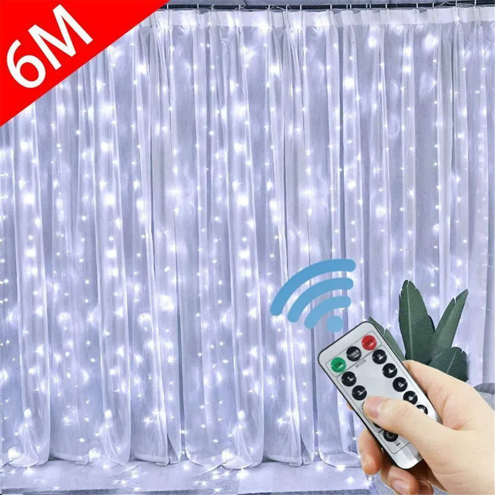 

3M LED Curtain Garland on The Window USB String Lights Fairy Festoon Remote Control Christmas Wedding Decorations for Home Room