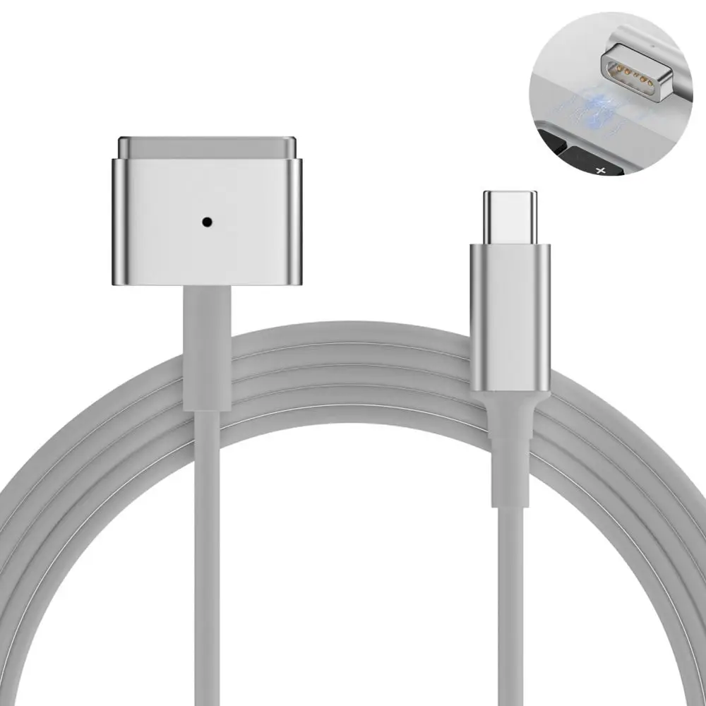 

Магнитный зарядный кабель PD, индикатор 1,8 м, USB Type-C к Magsaf 1 2, зарядный шнур из цинкового сплава, 100 Вт для Macbook Air Pro