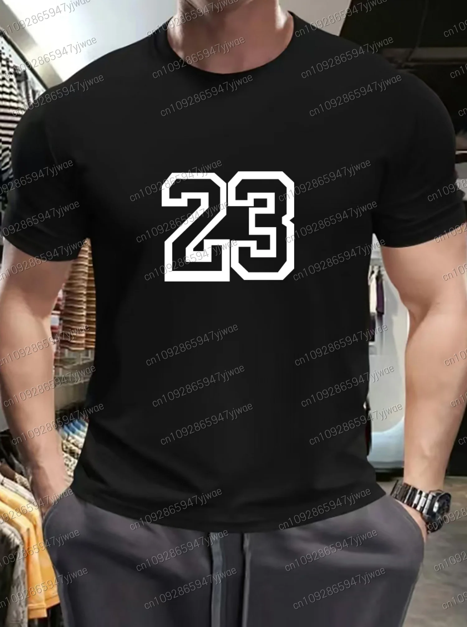 2025 Men T-Shirt Gym Training Sportswear T-Shirt 23  Print T-Shirt Casual Street wear Tops Round Neck Tee Men Clothes image 3
