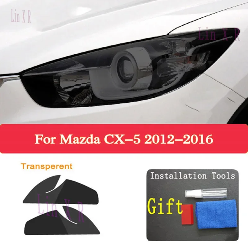 2 Pcs For Mazda CX5 CX-5 KF 2012-2016 KE 2017-2021 Car Headlight Tint Black Protective Film Transparent TPU Sticker Accessories