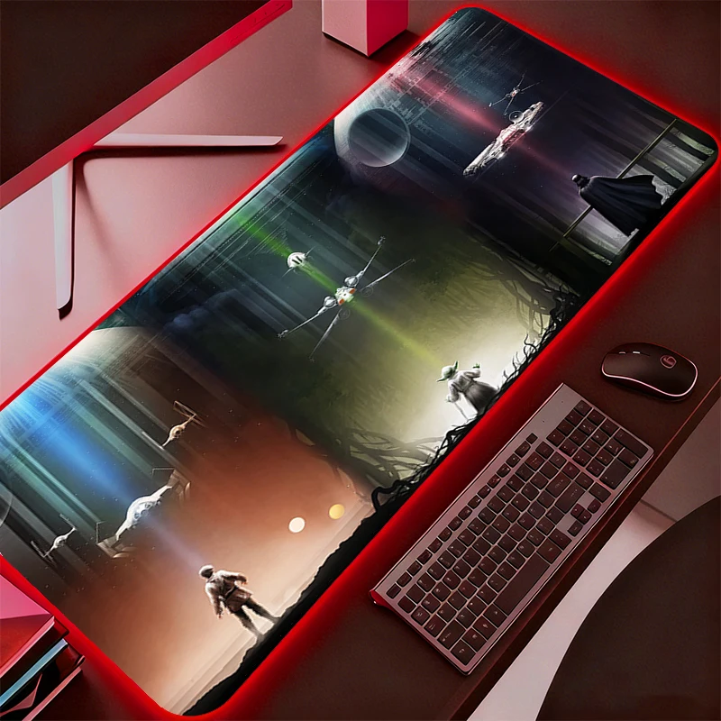 

LED Star Wars Mouse Pad Backlight Gaming Accessories PC Computer Keyboard Gamer RGB Desk Mat alfombrilla xxl Mousepad Durable