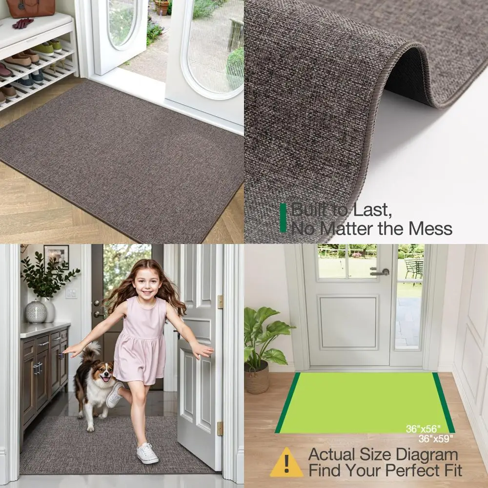 

Ультратонкий дверной коврик для прихожей — 36x59 дюймов, низкопрофильная нескользящая резиновая подложка, внутренний коврик, легко чистящийся приветственный коврик