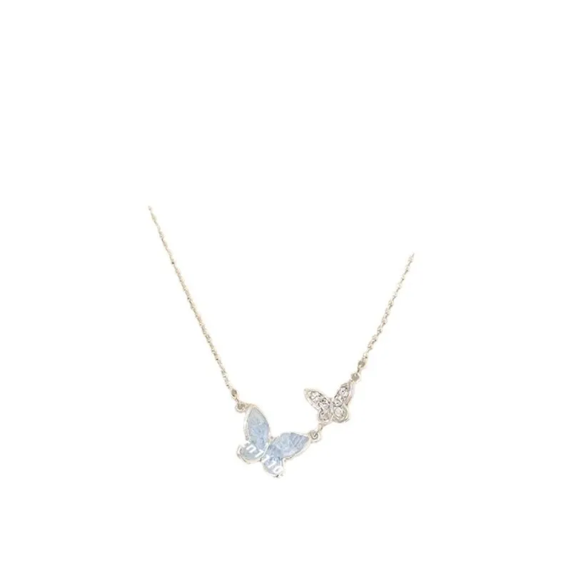 New summer light luxury niche high-end temperament exquisite kyanite butterfly rhinestone necklace jewelry women's jewelry
