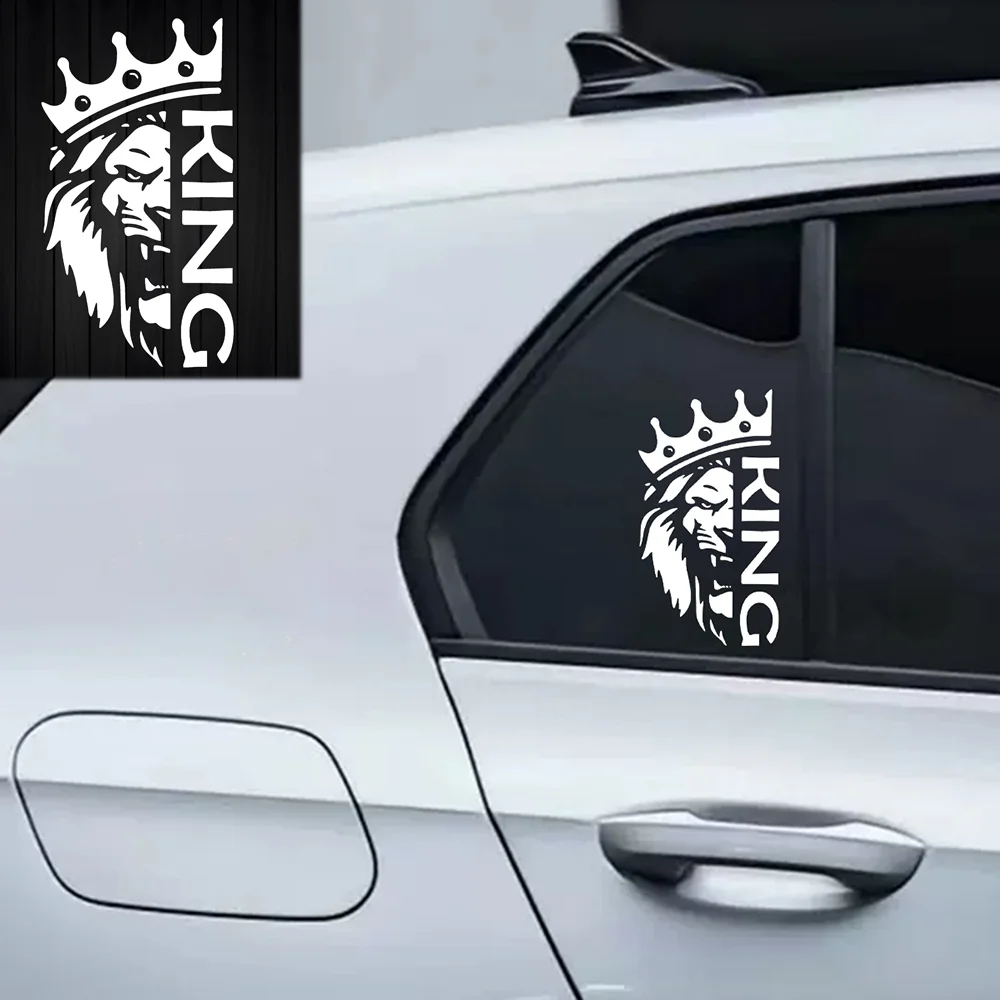 11*20CM exquisite Car Interior Sticker Lion with A Crown King Die cut Vinyl Sticker Car Bumper Laptop Waterproof Car Decoration