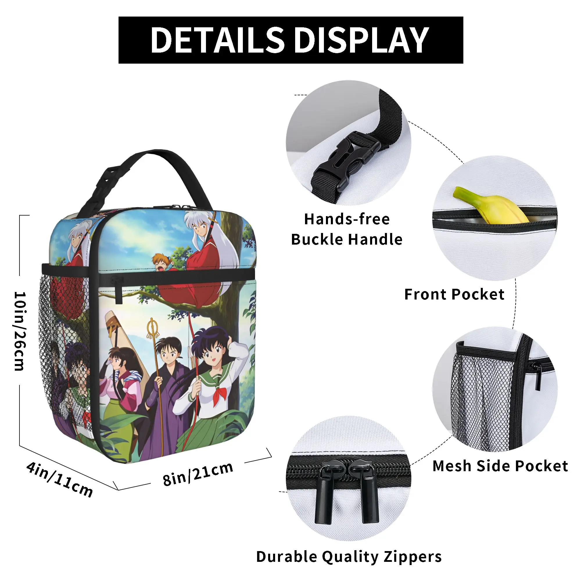 Inuyasha Kagome Higurashi Lunch Bag  Aesthetic Lunch Box Child Outdoor Picnic Portable Insulated Cooler Bag Thermal Lunch Bags view 6