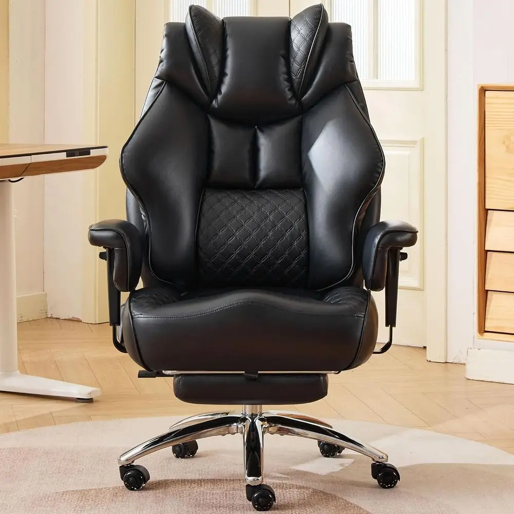 

Ergonomic High-Back Leather Office Chair with Adjustable Lumbar Support and Extra Wide Seat for Big and Tall Users