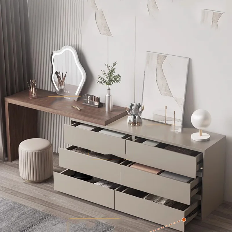 European Wooden Dressing Table Girls Storage Organizer Luxury Dressing Table Led Light Mueble Tocador Para Maquillaje Furniture