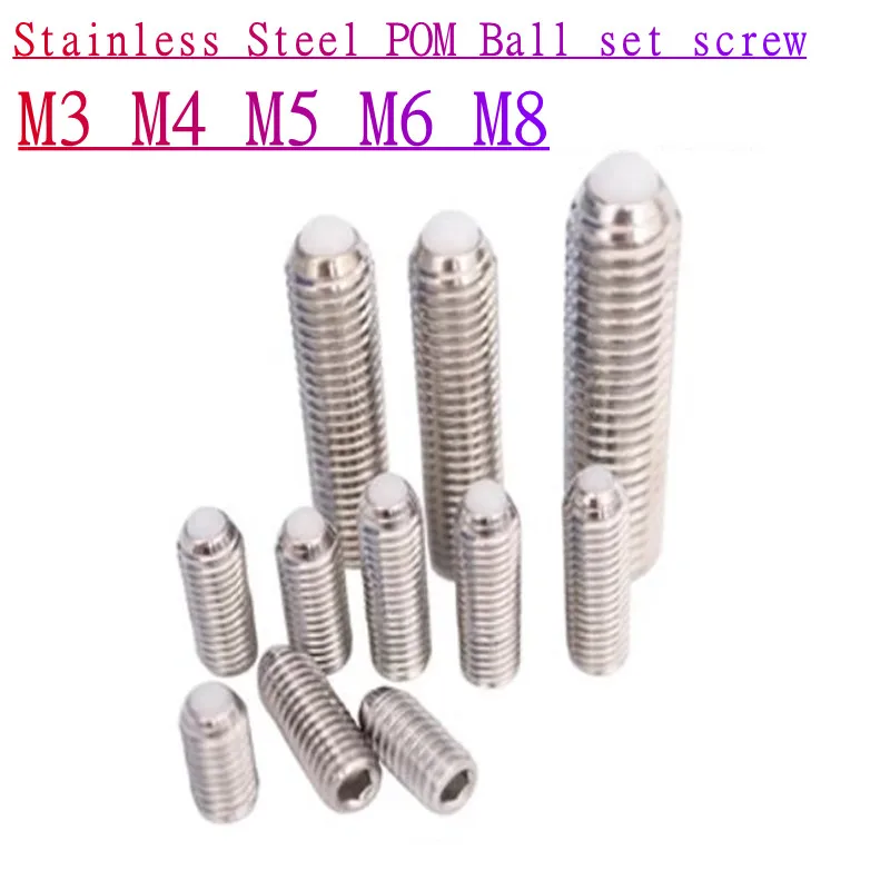 

5-10pcs 304 POM ball stainless steel Hex Socket Allen Spring Ball Plunger Grub Point Set Screw