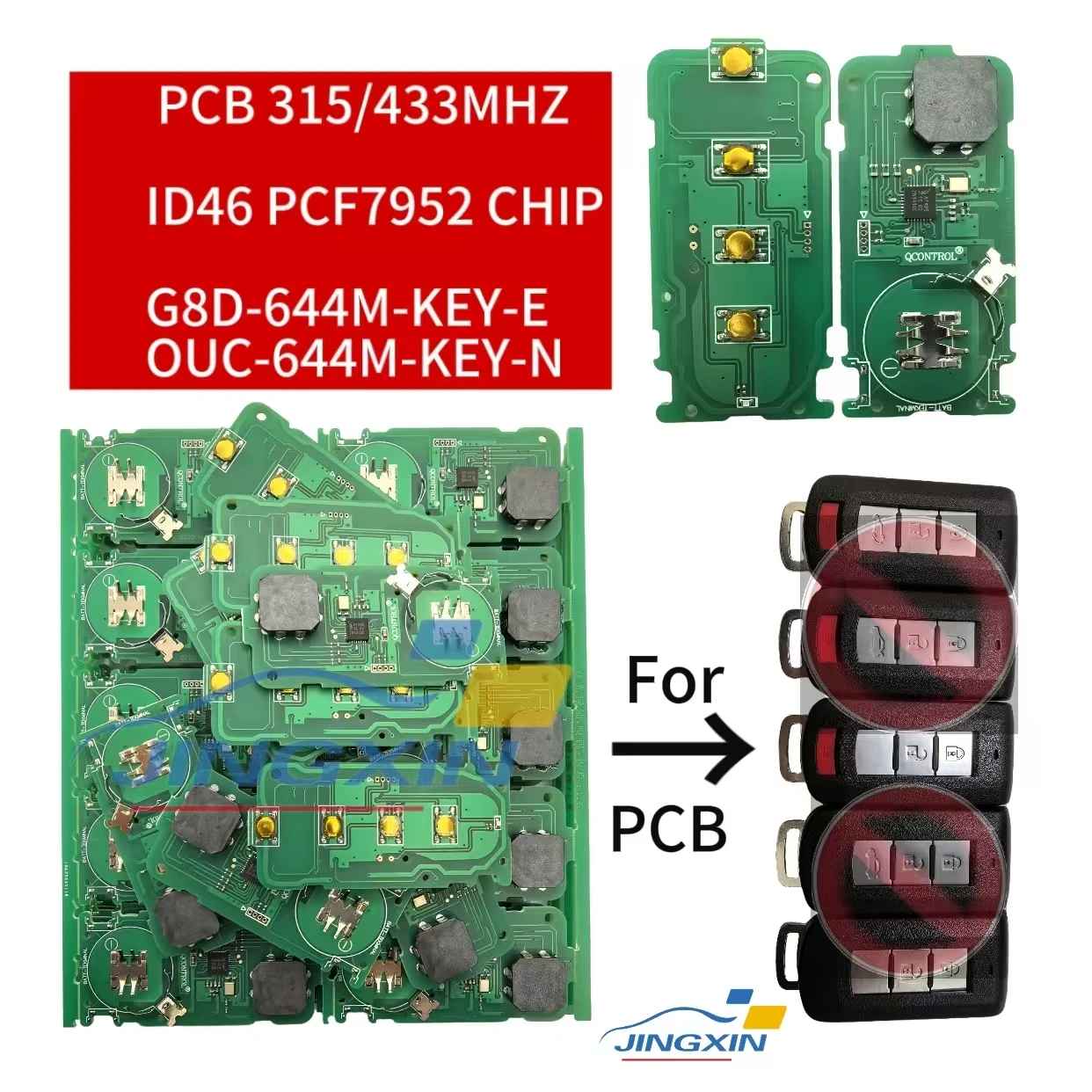 

Jingxin Car Remote Key Circuit Board 315 / 434MHz ID46 PCF7952 for Mitsubishi Lancer Outlander 2008-2016 OUC-644M-KEY-N KEY PCB