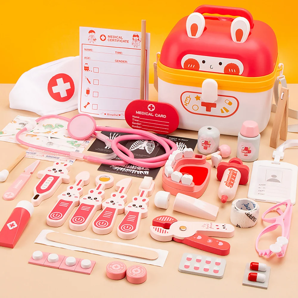 مجموعة ألعاب الطبيب للأطفال الصغار 3-5، مجموعة أدوات طبية للعب التظاهري لمرحلة ما قبل المدرسة مع سماعة الطبيب وأساور ضغط الدم وغيرها من الملحقات