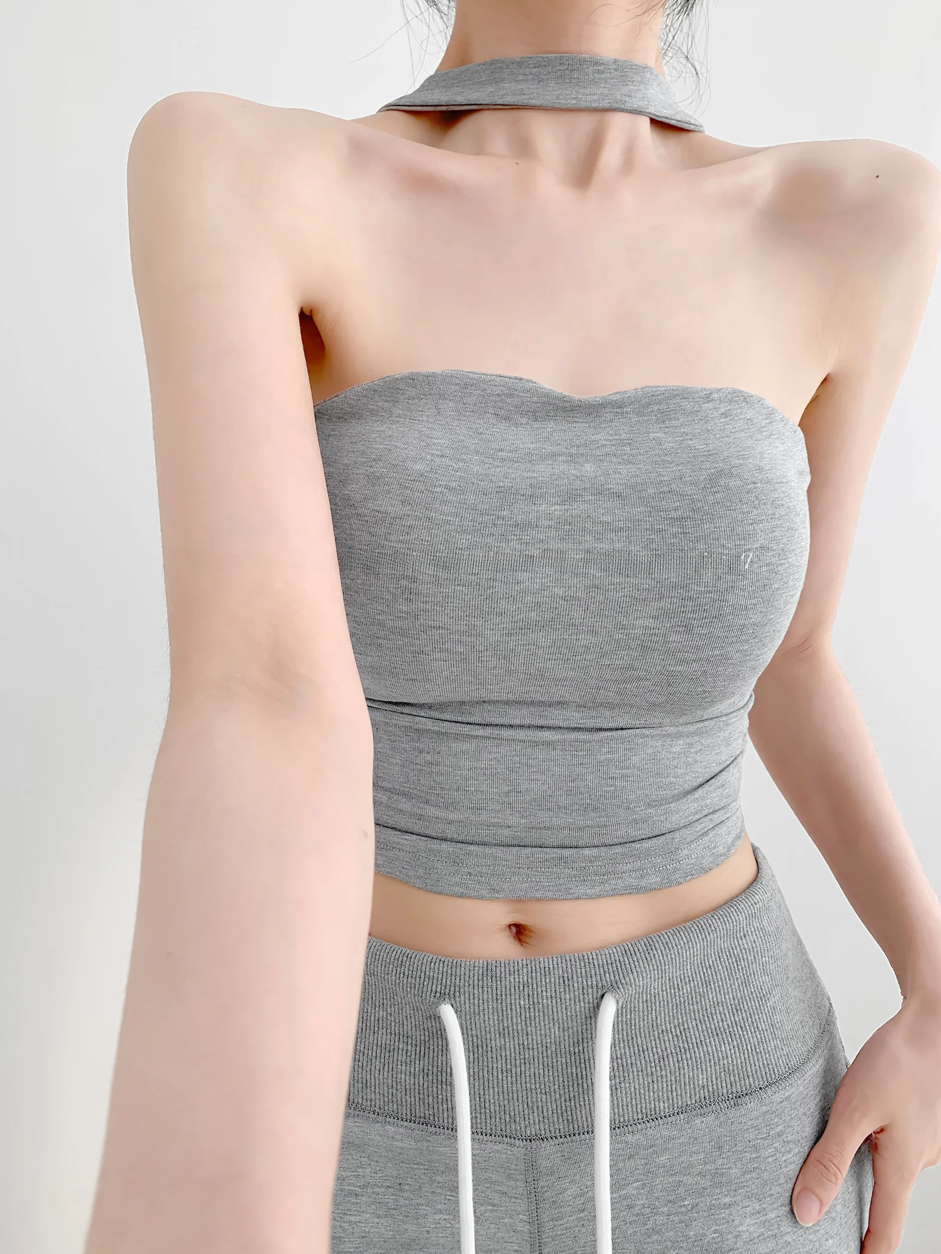 

Korean Cartoon Sle Women's Tank Top with Chest Pad Bridesmaid ort Sve Slimming Tight Fit Summer Fro Hanging Ne Design