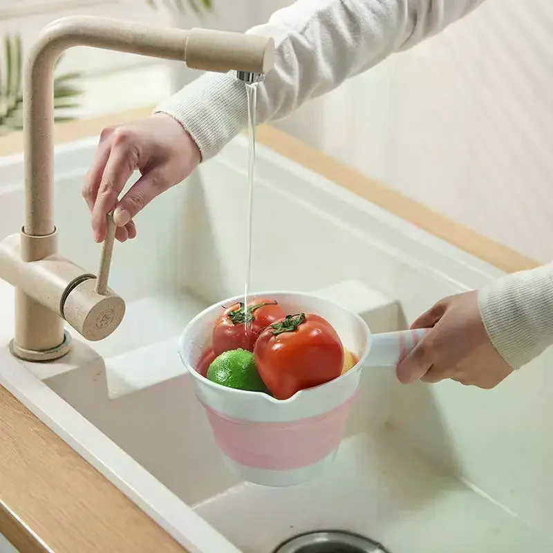 Water Scoop Collapsible Silicone Water Ladle With Antislip Handle Pour Spout For Kitchen Bathroom Camping Home Use