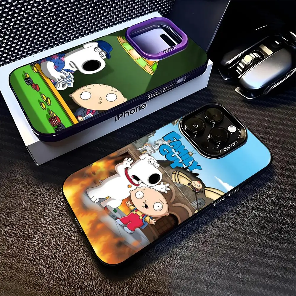 Family Peter Griffin Cartoon Phone Case for iphone 16 15 14 13 11 12 Pro Max Xr X Xs Plus black silver hard shell Cover