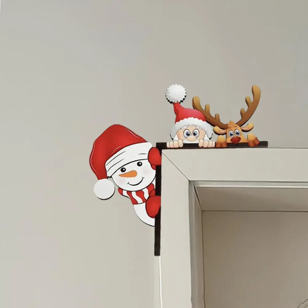 

Wooden Santa Claus Door Corner Decoration, Christmas Door Frame Decoration, Snowman Reindeer Logo, Wooden Party House Decoration