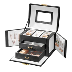 Jewelry Box for Women 3 Layers Large Jewelry Organizer with velvet Travel Jewelry Storage Organizer for Earring Ring Necklace