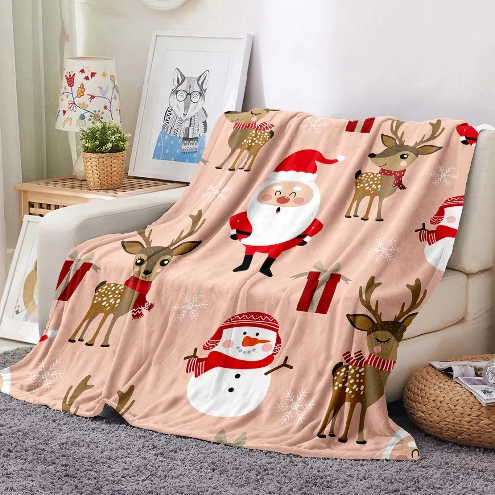 Soft Hugging Beds Blankets Christmas Sofas Lightweight Sleep Plush Home Textiles Flannel Blanket Children Bedquilt Holiday Gift