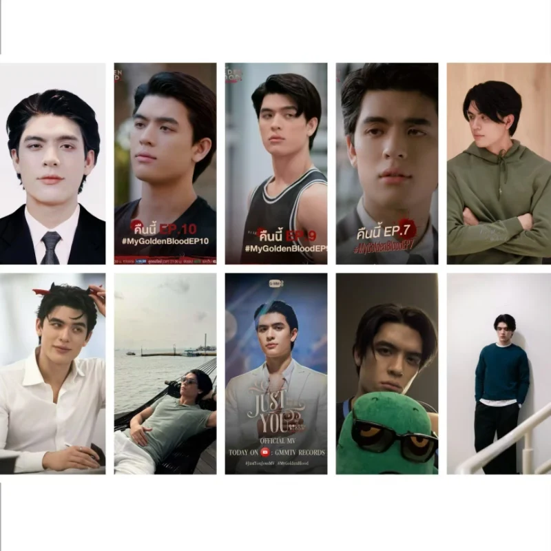 10PC/SET Jossgawin Magazine Cover Card Stickers Thai TV My Golden Blood Drama Stills Photo Bus Meal Phone Notebook DIY Sticker