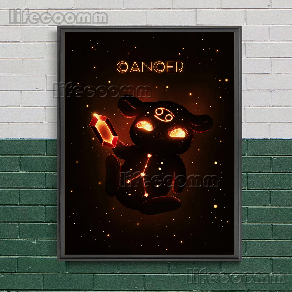 The Little Monster Of The Zodiac Vintage Wall Art Canvas Painting Astrological Art Of Little Demons Art Poster Print Home Decor