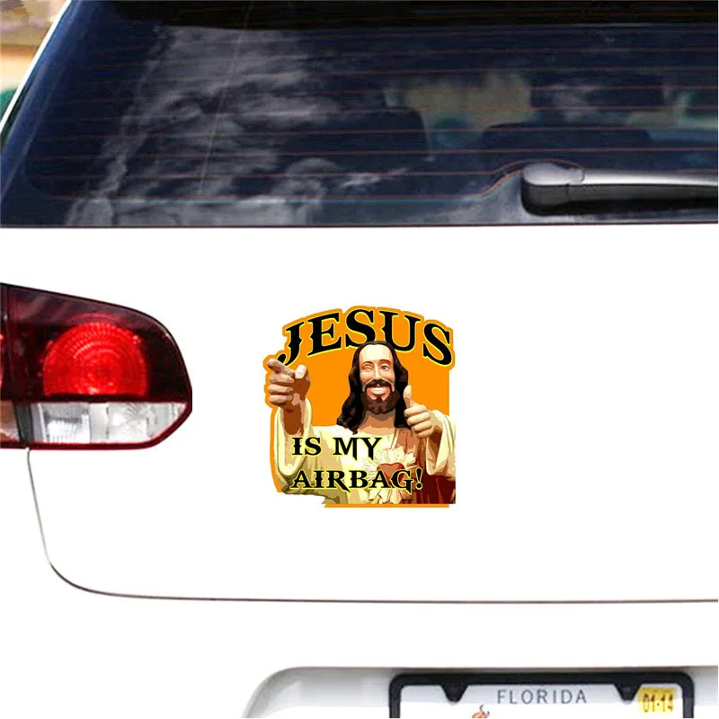Jpct Funny Jesus is mijn airbag sticker voor camper, fiets, tankdop Waterdichte zonnebrandcrème vinyl sticker, lengte 13 cm