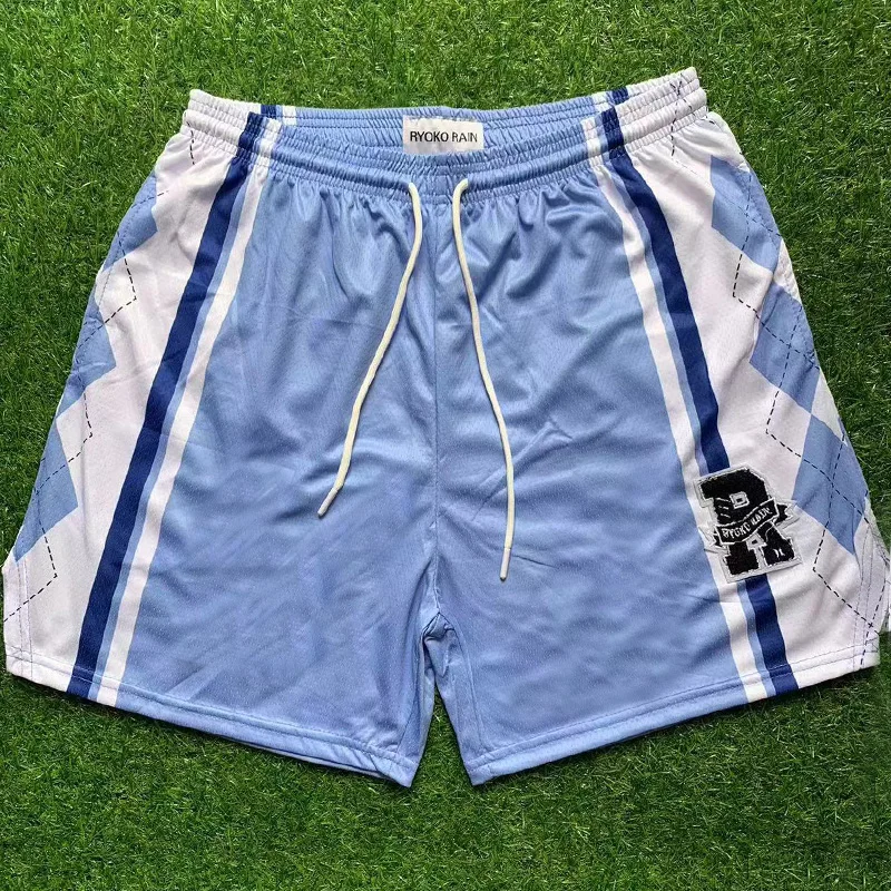 Shorts masculinos casuais soltos na moda, material de malha de secagem rápida, praia, corrida, esportes, fitness, shorts de treinamento masculino,