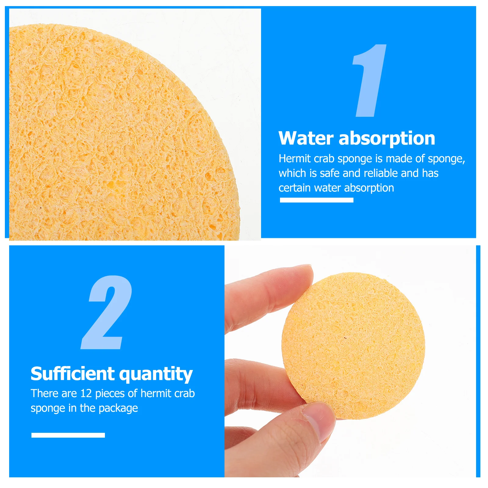 

12Pcs Hermit Crab Sponges Water Absorbent Safer Drinking Easy to Use Habitat Cleaning Hermit Crab Sponge Cleaning Sponge