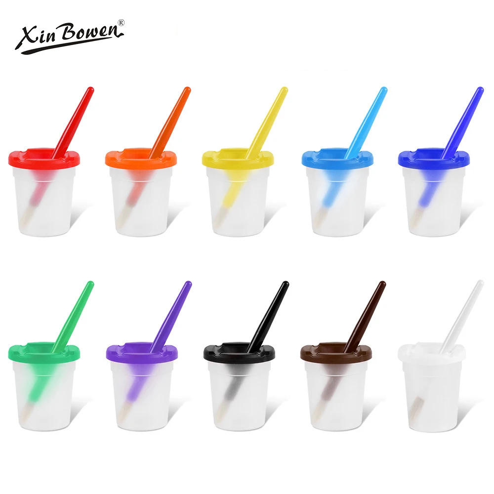 Portable Paint Cup Set with Brushes, Art Painting Supplies