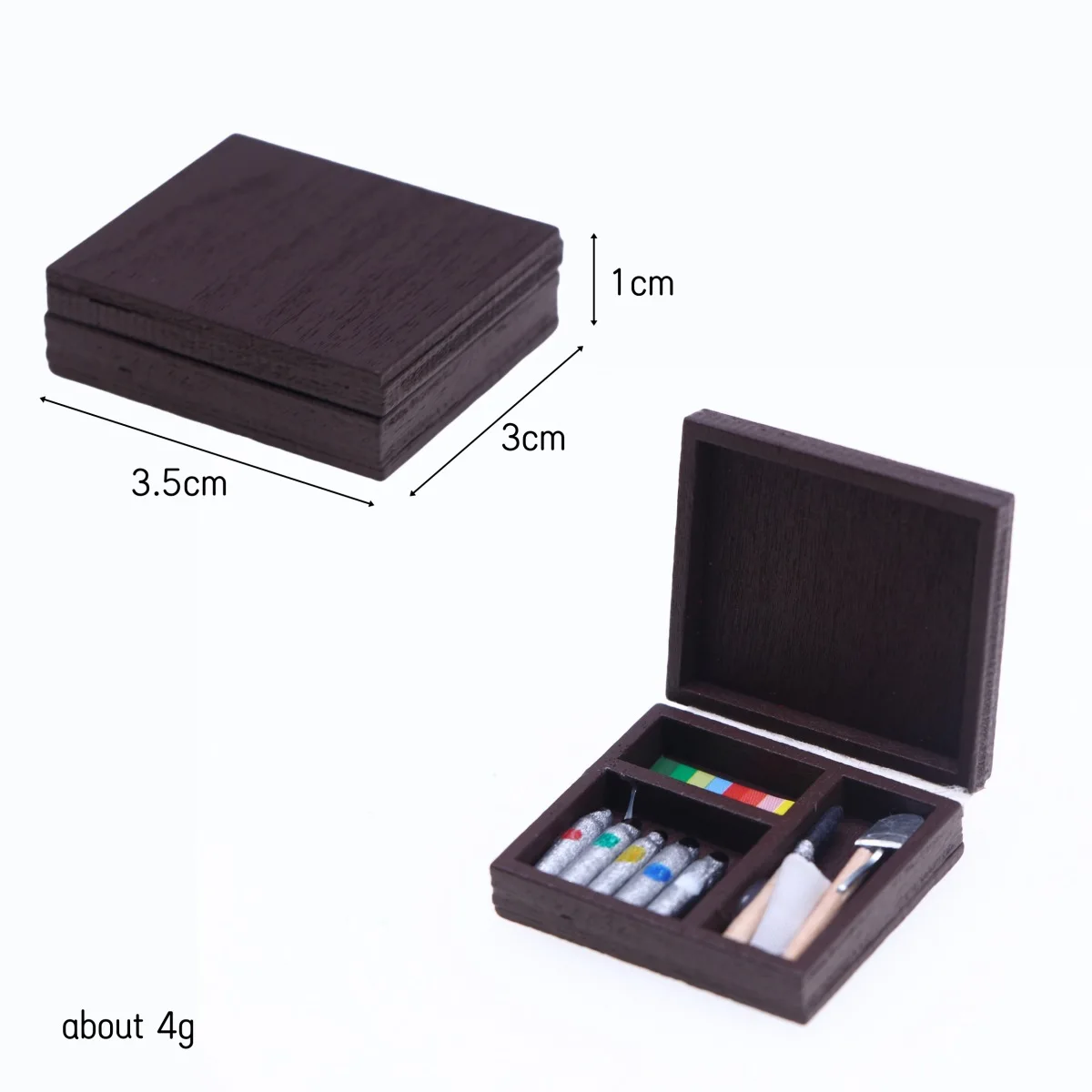 1Pc Dollhouse Mini Wooden Art Frame Miniature Gallery Scene Doll Painting Props Oil Painting Frame Pigment Box Model Accessories