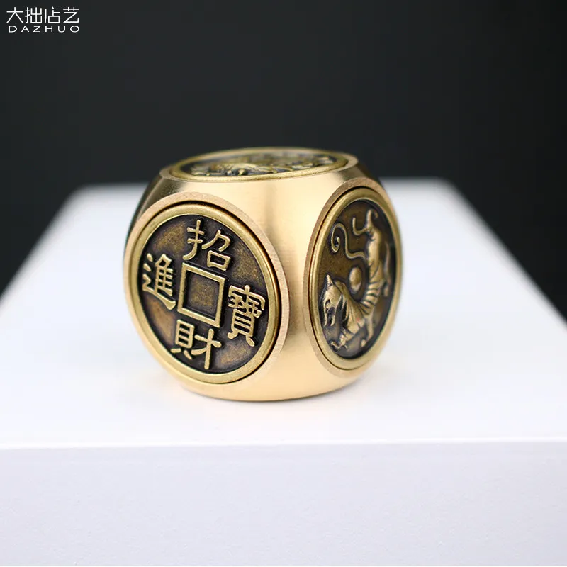 

Chinese Calligraphy Paperweight Brass Six-sided Rotatable Hand Piece Paper Pressing Paper Weight Creative Metal Study Ornament