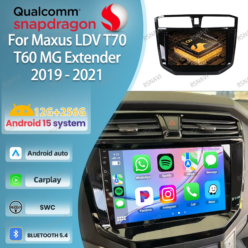 Android 15 Car Radio For Maxus LDV T70 T60 MG Extender 2019 2020- 2021 Qualcomm Autoradio IPS 5G WIFI AUTO NO 2DIN 9/10 Inch BT