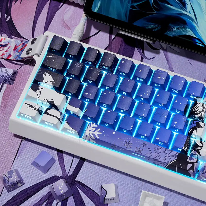 132 Raven Sakura Keycap 2,0 Cherry Profile Аниме Keycap Double Shot Sidelit Shine Through PBT Keycap для механической клавиатуры MX