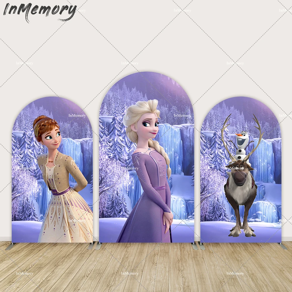 Princess Anna and Elsa Arch Cover Chiara Backdrop for Kid Party Decoration Photo Background Wall