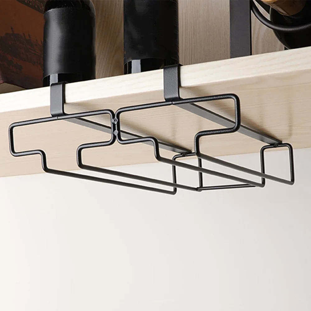 

Two rows Goblet Storage Shelf Lightweight Practical Wine Glass Holder Space-Saving Rustproof Wine Glass Hanging Rack