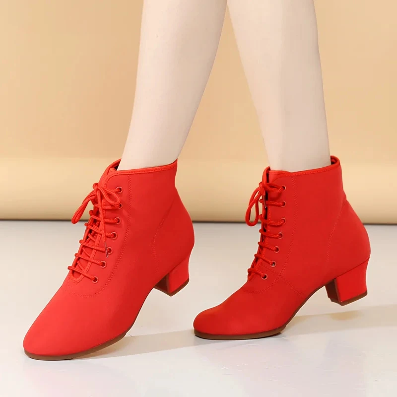 

Women Latin High Top Dance Shoes Salsa Jazz Dancing Boots Female High Heels 3.5cm/5.5cm Outdoor Adult Ballroom Dance Sneakers