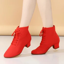 Women Latin High Top Dance Shoes Salsa Jazz Dancing Boots Female High Heels 3.5cm/5.5cm Outdoor Adult Ballroom Dance Sneakers