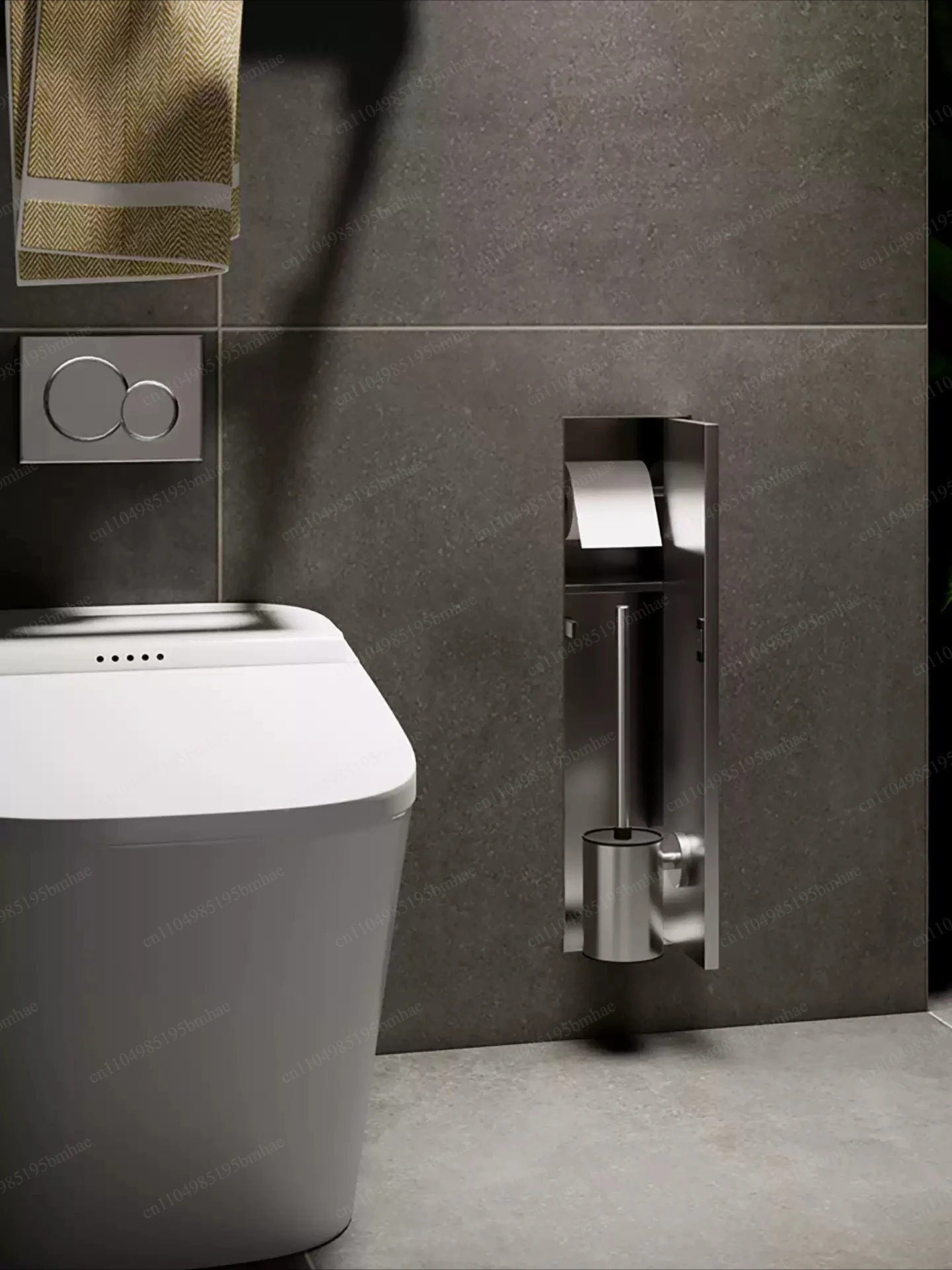 Stainless steel niche toilet embedded toilet brush 304 tissue box niche layered shelf