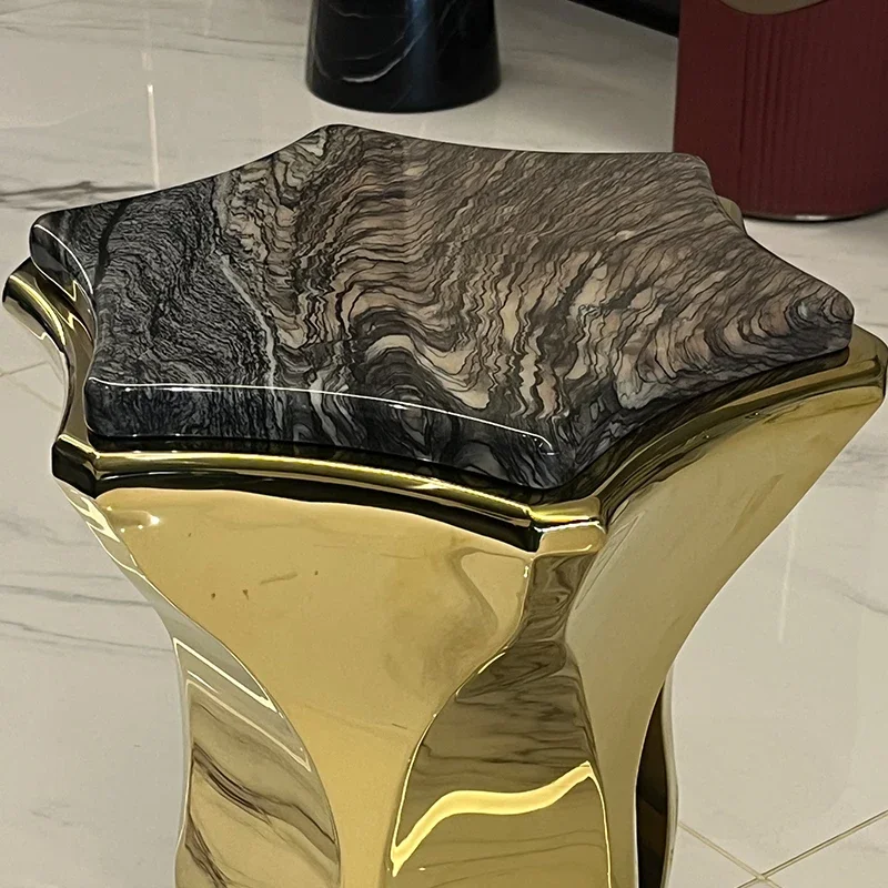 Italian light luxury marble corner table living room sofa master design art hexagonal star modern small apartment tea edge table