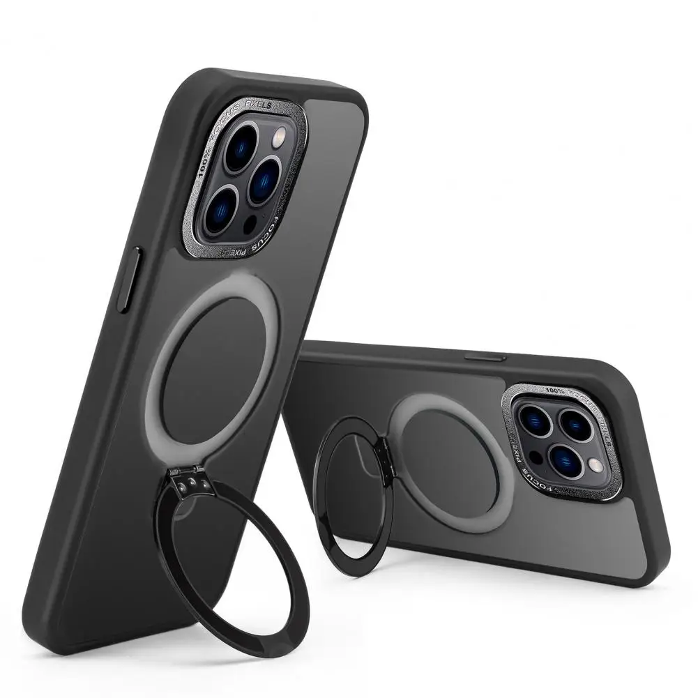 Integrated Magnetic Case with Ring Stand Phone Case Camera Protection Phone Protector for iPhone 15/15 Pro/15 Plus/15 Pro Max
