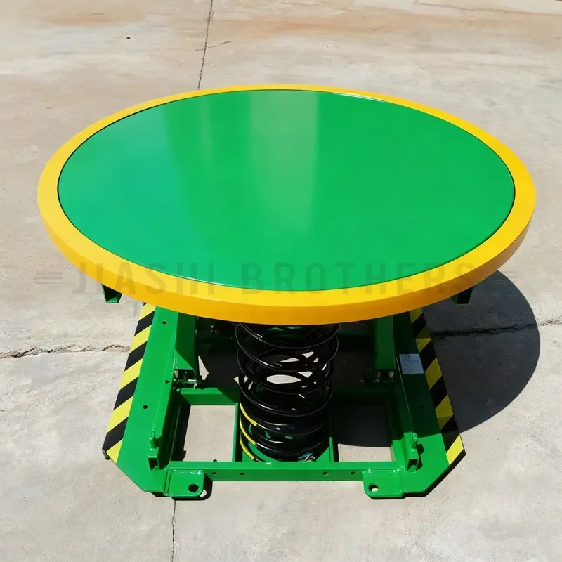 Heavy Duty Mechanical Scissor Lift Table with Automatic Rotating Tray for Industrial Workshop Warehouse Loading and Unloading