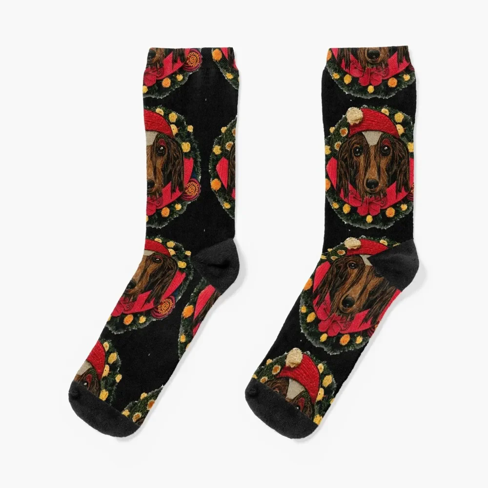 

Handsome Dachshund for the Holidays! Socks custom luxury FASHION tennis Socks Women Men's