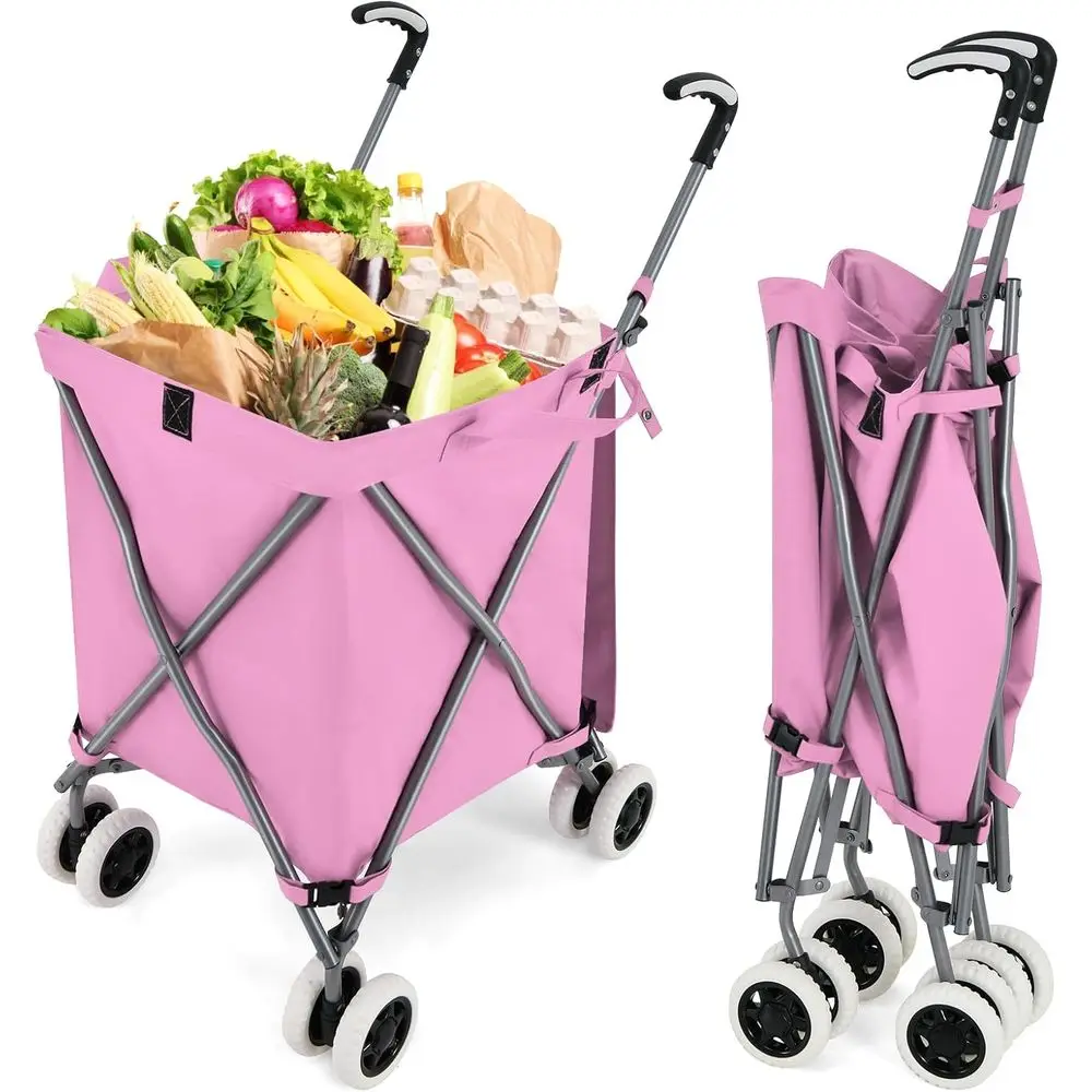 

Тележка для покупок на колесах, хозяйственная тележка со съемным тканевым вкладышем, легкая универсальная тележка для продуктов или белья, Pin