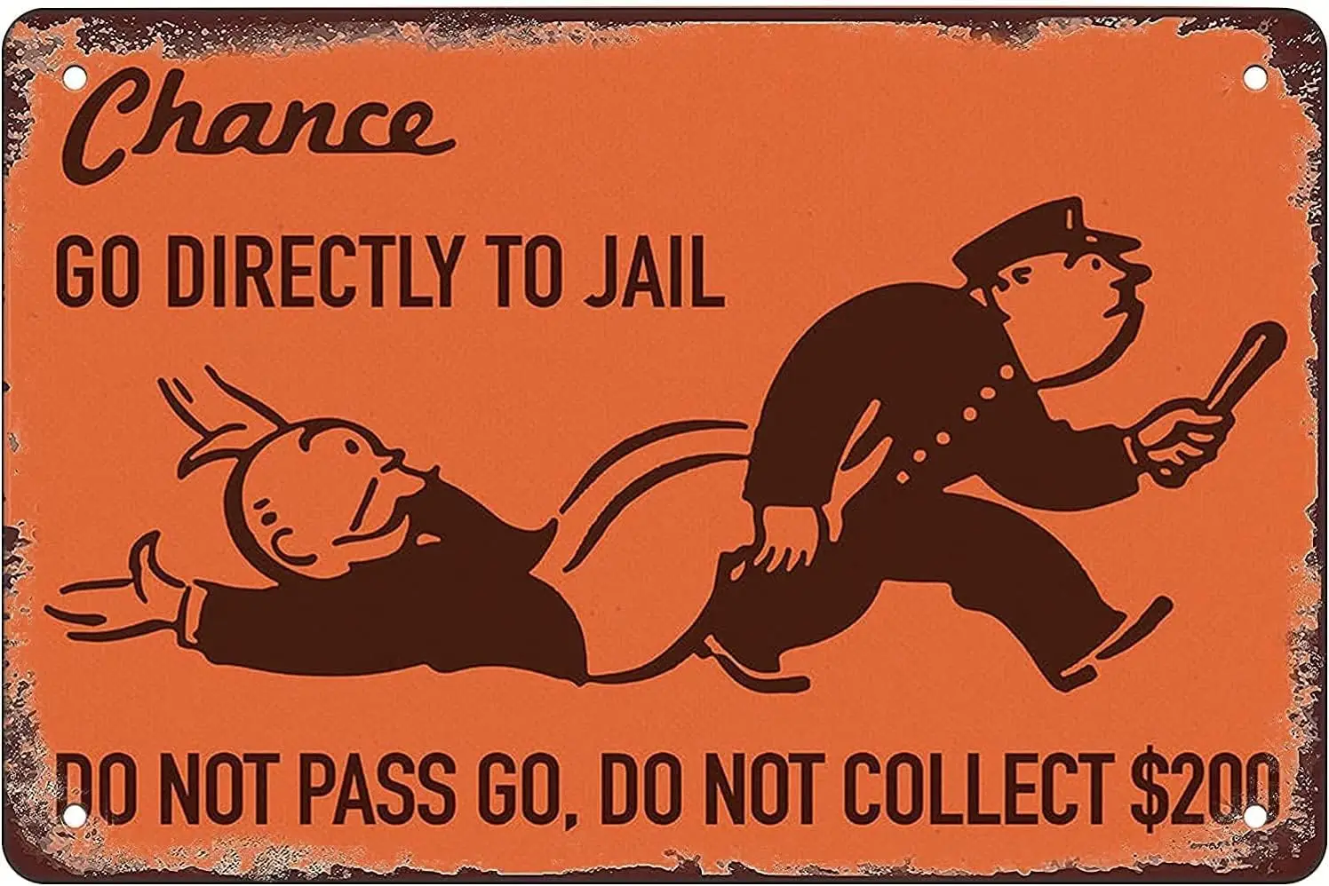 Vintage Halloween Tin Sign Sign Sheet Signs Sign,Chance Card go Directly to Jail,Outdoor Home Wall Decoration,Size -